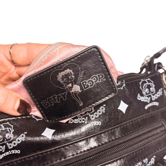 Betty Boop Vegan Leather Crossbody / Shoulder Bag – All‑Over Monogram Print - Picture 7 of 10